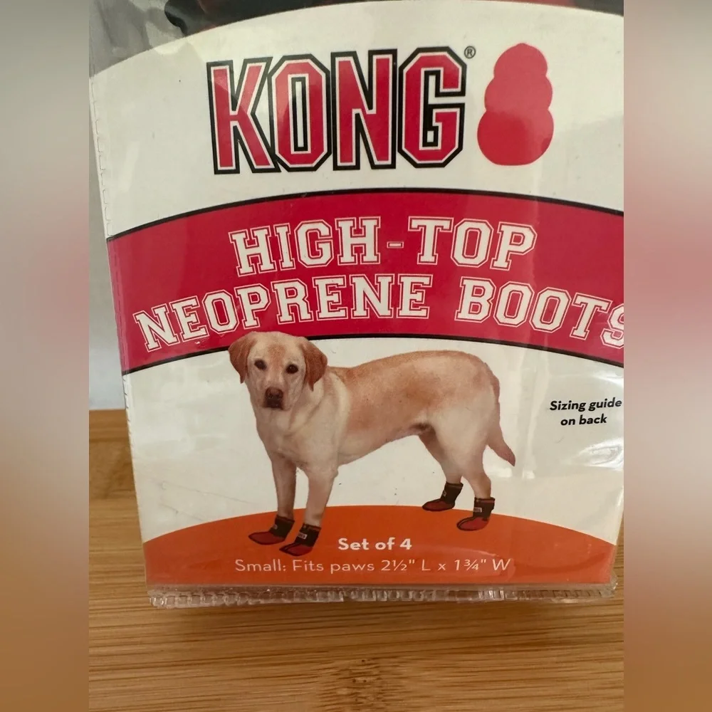 KONG Neoprene Dog Boots - Red & Black. Set of 4. Size Small.